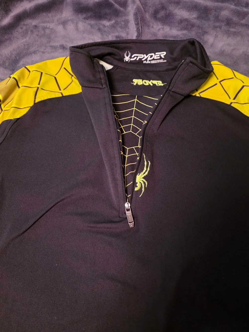 Spyder Men’s Black and Yellow Quarter-Zip